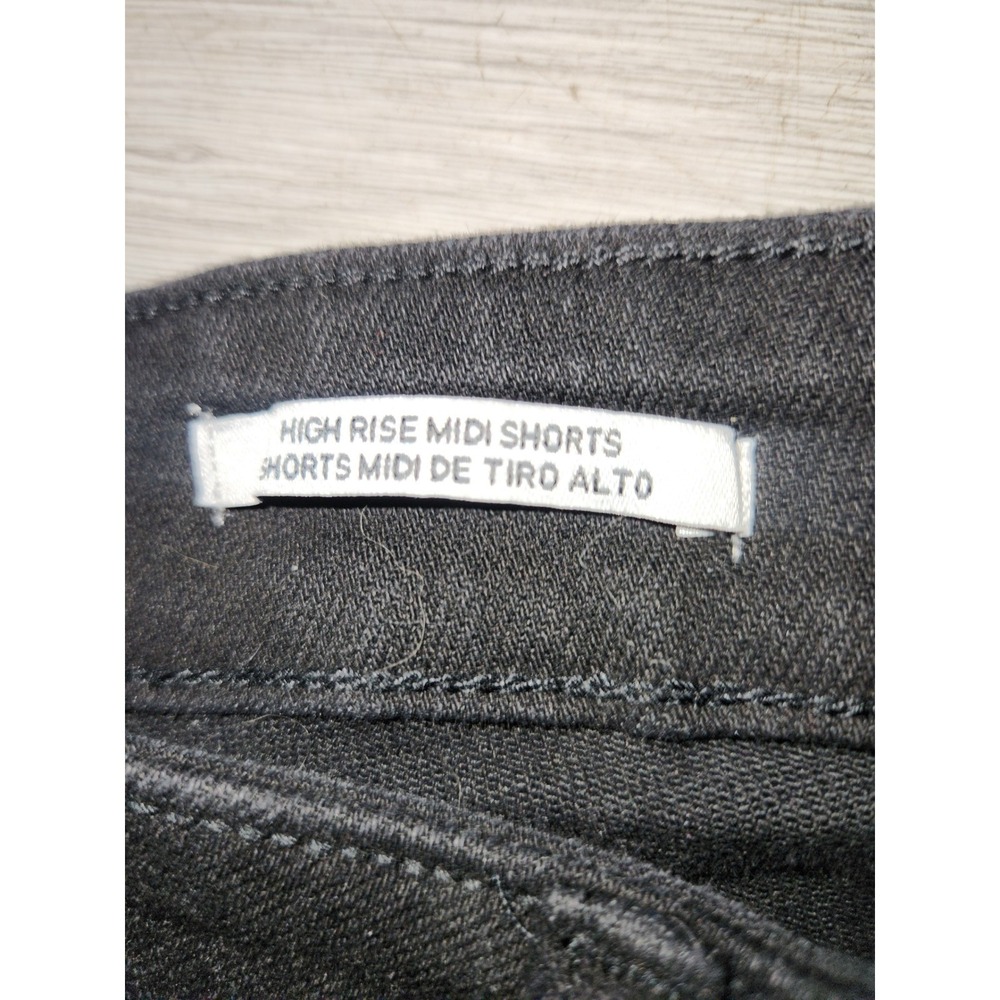 Ava & Viv Womens High Rise Midi Shorts Black Raw Hem Slim Fit Size 17 Stretch - Picture 3 of 6